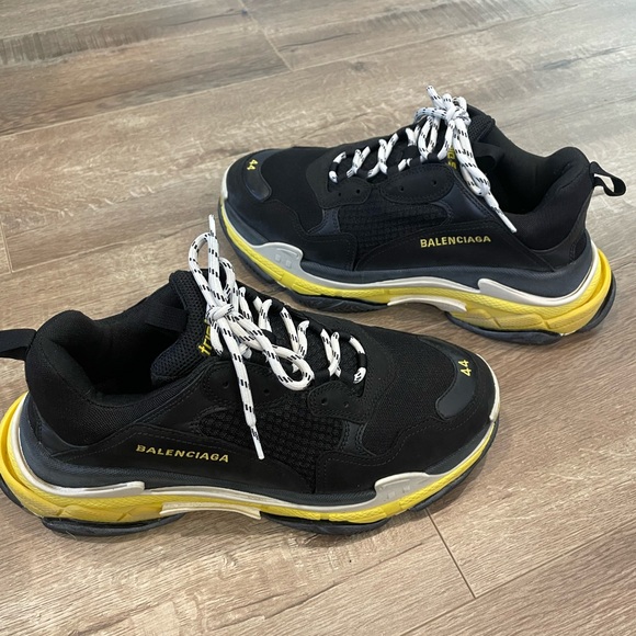 Balenciaga Triple S black yellow sneakers men size 11 - Picture 6 of 9